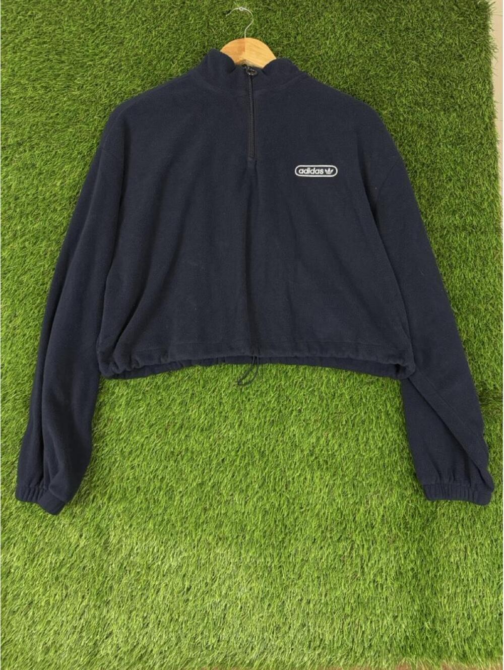 Adidas Originals Cropped Quarter Zip Fleece Pullover Black